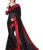 Black Embroidered Georgette Saree With Blouse