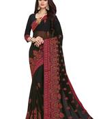 Black Embroidered Georgette Saree With Blouse