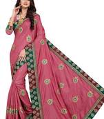 Pink Embroidered Silk Saree With Blouse