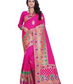 Pink Embroidered Banarasi Saree With Blouse