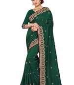 Green Embroidered Silk Saree With Blouse