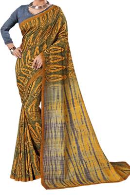 Multicolor Printed Silk Saree With Blouse 2