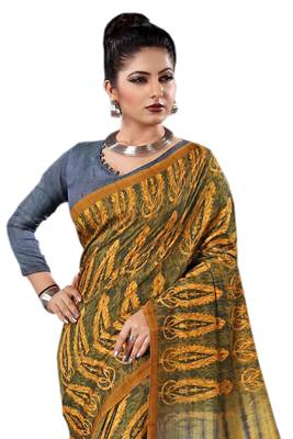 Multicolor Printed Silk Saree With Blouse 3