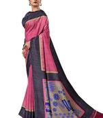 Pink Printed Silk Saree With Blouse