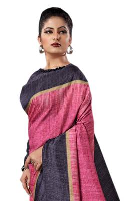 Pink Printed Silk Saree With Blouse 3