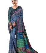 Multicolor Printed Silk Saree With Blouse