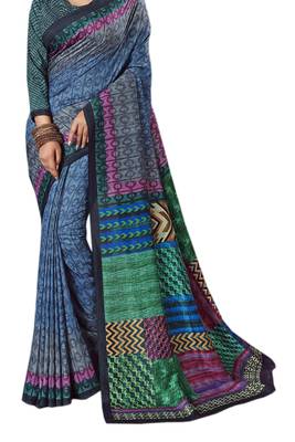Multicolor Printed Silk Saree With Blouse 2