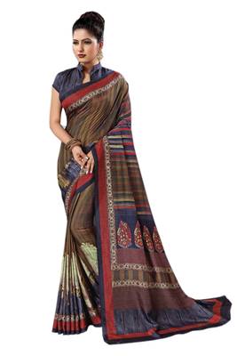Multicolor Printed Silk Saree With Blouse 1