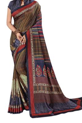 Multicolor Printed Silk Saree With Blouse 2