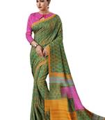 Green Printed Silk Saree With Blouse
