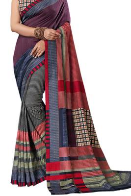 Multicolor Printed Silk Saree With Blouse 2