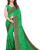 Green Embroidered Georgette Saree With Blouse