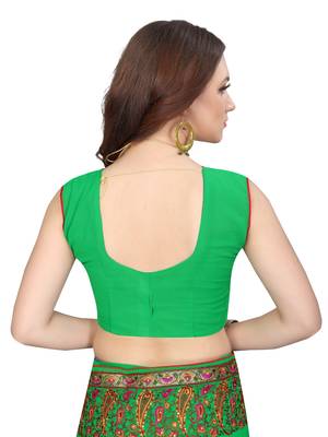 Green Embroidered Georgette Saree With Blouse 5