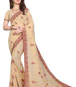 Beige Embroidered Georgette Saree With Blouse