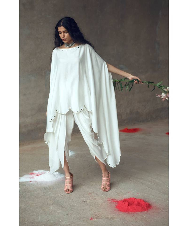 White    Rambha    Kaftaan Set