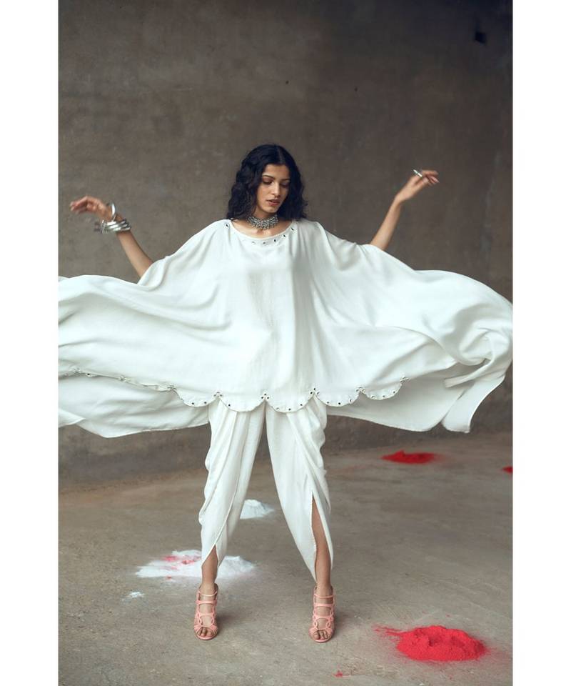 White    Rambha    Kaftaan Set