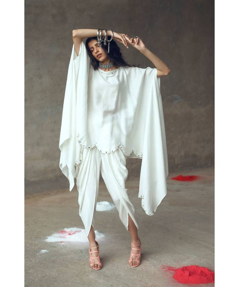 White    Rambha    Kaftaan Set