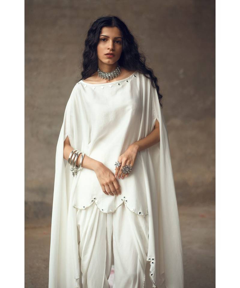 White    Rambha    Kaftaan Set