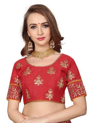 Yellow Embroidered Satin Saree With Blouse 5