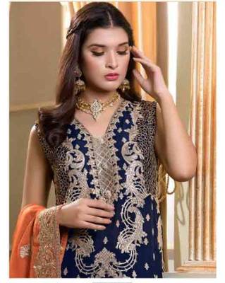 Blue Pakistani Style Designer Suit 1