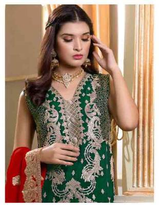 Green Pakistani Style Designer Suit 1