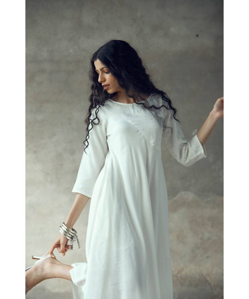 "Supriya"White Umbrella Dress