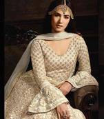 Off White Anarkali Party Wear Designer Suit
