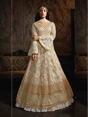 Off White Anarkali Party Wear Designer Suit 2