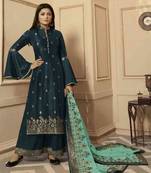 Green Party Wear Designer Plazo Suit