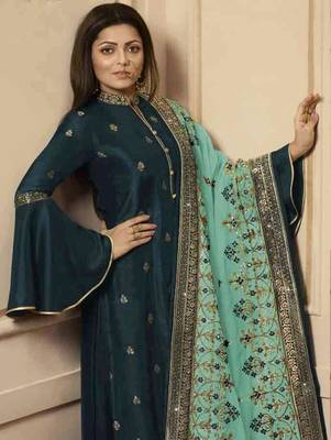 Green Party Wear Designer Plazo Suit 2