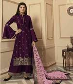 Purple Party Wear Designer Plazo Suit