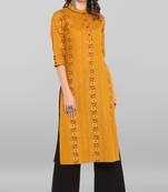 Women's Mustard Cotton Kurta With Palazzo