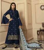 Dark Blue Party Wear Designer Plazo Suit