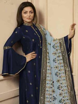 Dark Blue Party Wear Designer Plazo Suit 2