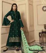Dark Green Party Wear Designer Plazo Suit