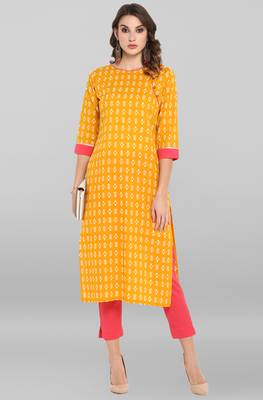 Janasya Women's Yellow Pure Cotton Kurta With Pant 2