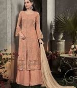 Light Salmon Party Wear Designer Plazo Suit
