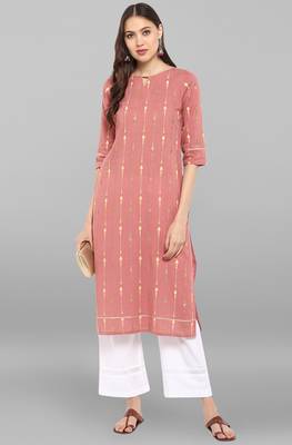 Janasya Women's Pink Pure Cotton Kurta With Palazzo 1
