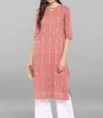Janasya Women's Pink Pure Cotton Kurta With Palazzo