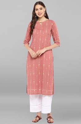 Janasya Women's Pink Pure Cotton Kurta With Palazzo 2