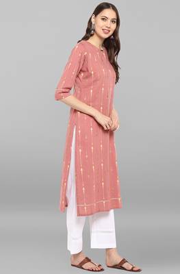 Janasya Women's Pink Pure Cotton Kurta With Palazzo 4