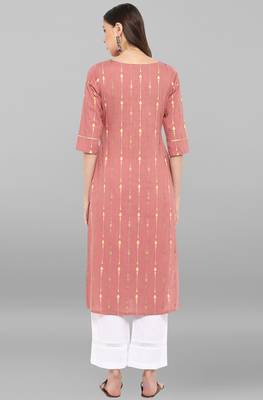 Janasya Women's Pink Pure Cotton Kurta With Palazzo 5