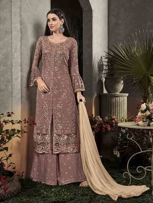 Chocolate Color Party Wear Designer Plazo Suit 1
