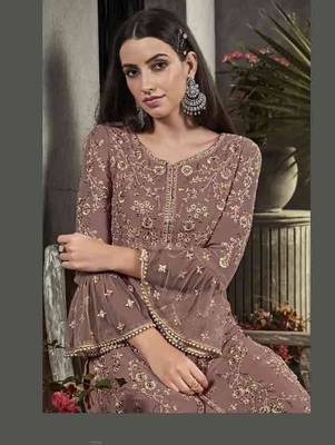 Chocolate Color Party Wear Designer Plazo Suit 2
