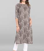 Janasya Women's Grey Cotton Kurta With Pant