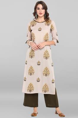 Janasya Women's Grey Cotton Kurta With Palazzo 1