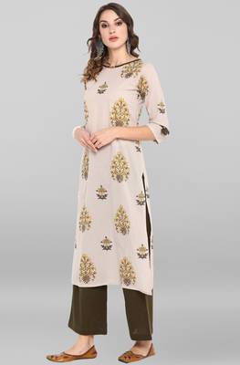 Janasya Women's Grey Cotton Kurta With Palazzo 3