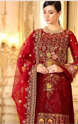 Red Party Wear Designer Pakistani Suit 1