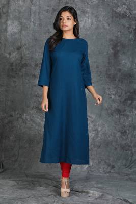 Teal Blue Plain Kurti with White Floral Embroidered Waist Coat 2