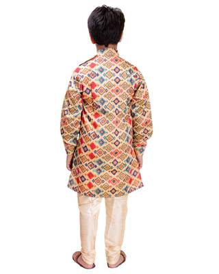 Multicolor printed cotton silk boys-kurta-pyjama 4